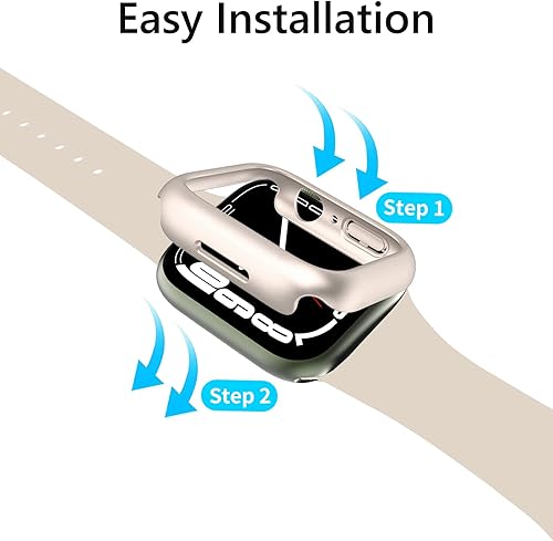 Miniatura 4 de Funda protectora de policarbonato duro compatible con Apple Watch Series 7/8/9 de 1.772 pulgadas, carcasa protectora de borde para Apple Watch