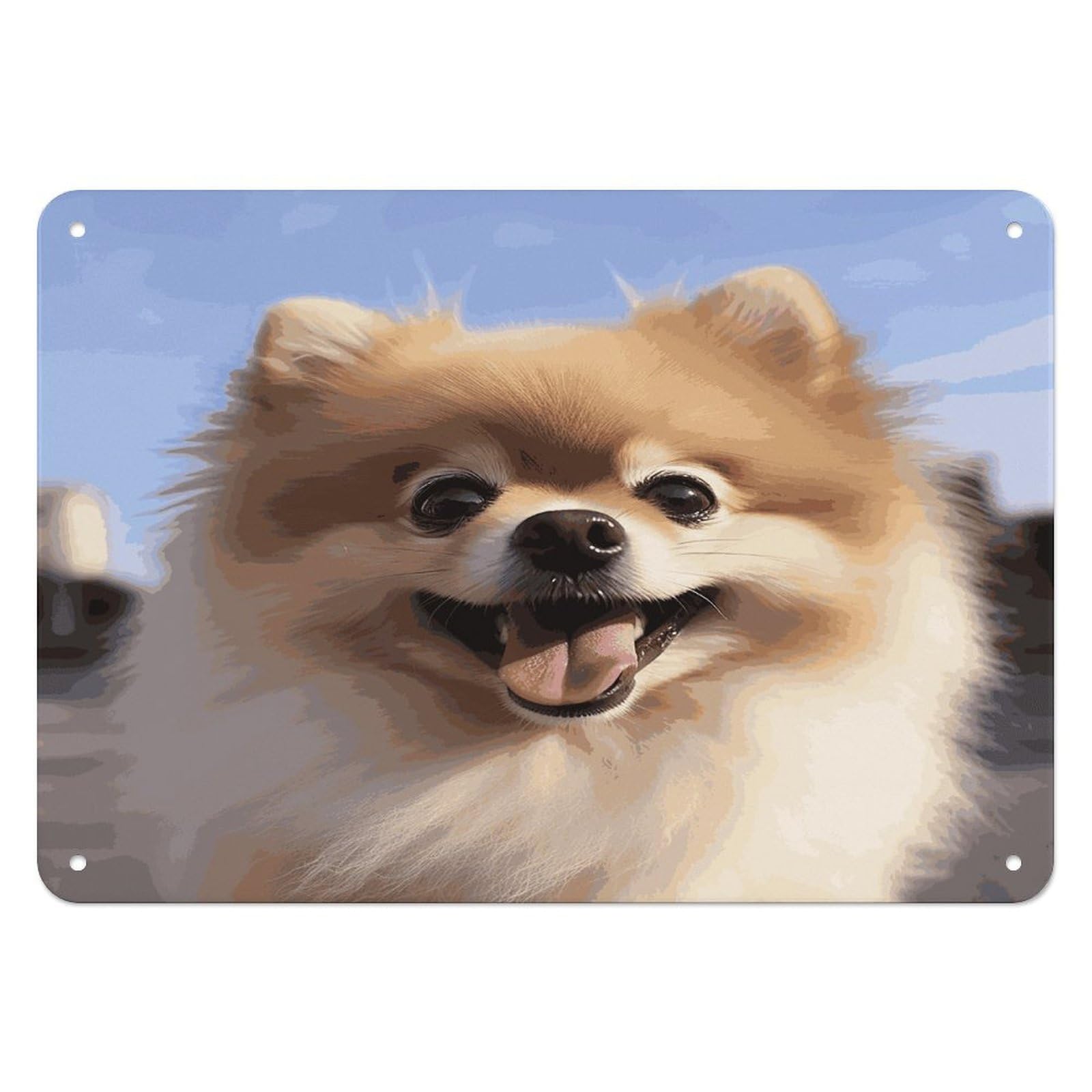 Btcowzrv Style Happy Pomeranian Metal Sign, 5.5" X 7.9" Tin Wall Decor, Wall Art Plaques For Home Wedding Decor Room Living Room Decoration