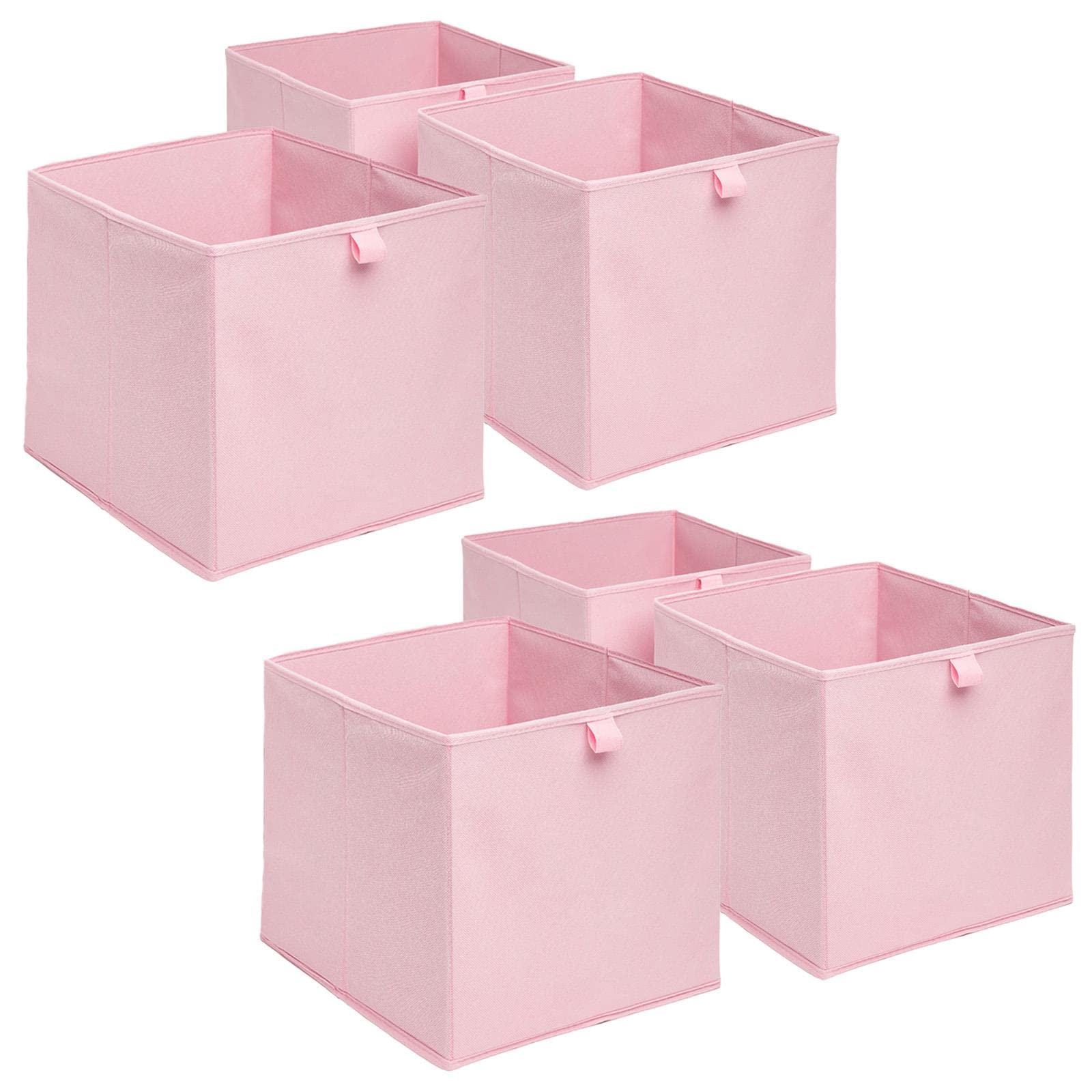 Plain Cube Fabric Storage Boxes - Pink / 6