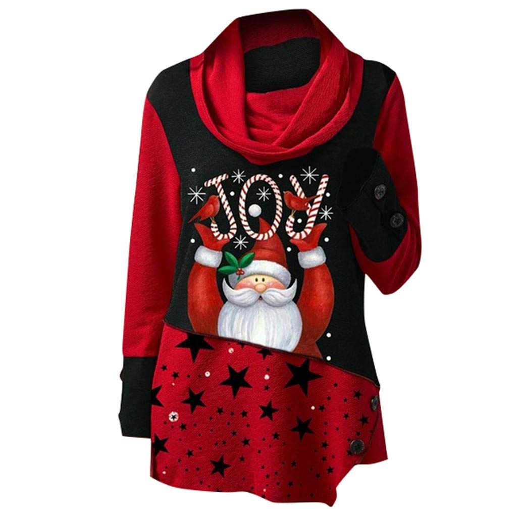 Plus Size Christmas Tops For Women Santa Claus Print Color