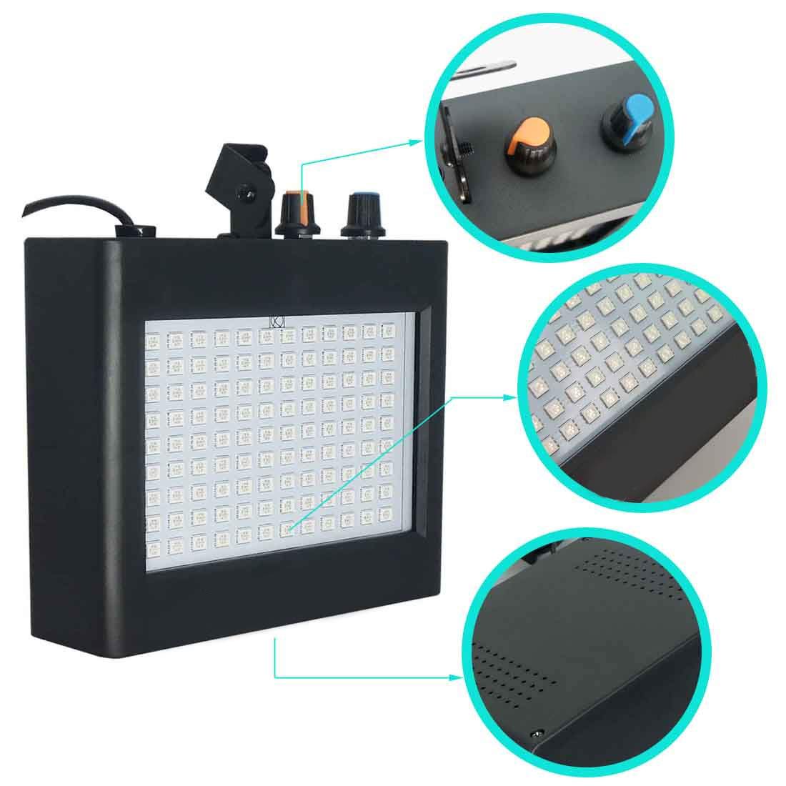 180 Leds Luz Estroboscópica de Flash Portátil 35W RGB Control de Sonido Remoto Velocidad Estroboscópica Ajustable para Barra del Disco de La Etapa Club Fiesta (Enchufe de La UE)