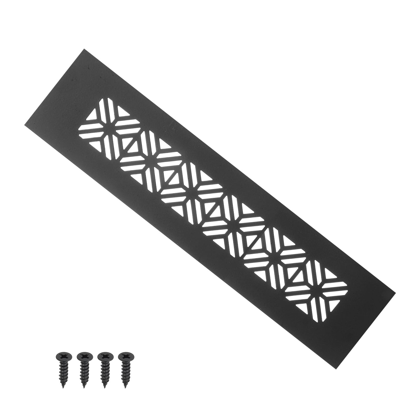 PATIKIL 200mm x 50mm Door Air Vent Cover, Heavy Duty Aluminum Grille Ventilation Cover Louvered with Mounting Screws for Cabinet Wardrobe Door, Black