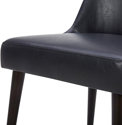 Miniatura 5 de CHITA Mid-Century - Silla de comedor moderna, sillas de tela tapizadas, juego de 2, piel sintética en negro (gris oscuro) Negro en piel