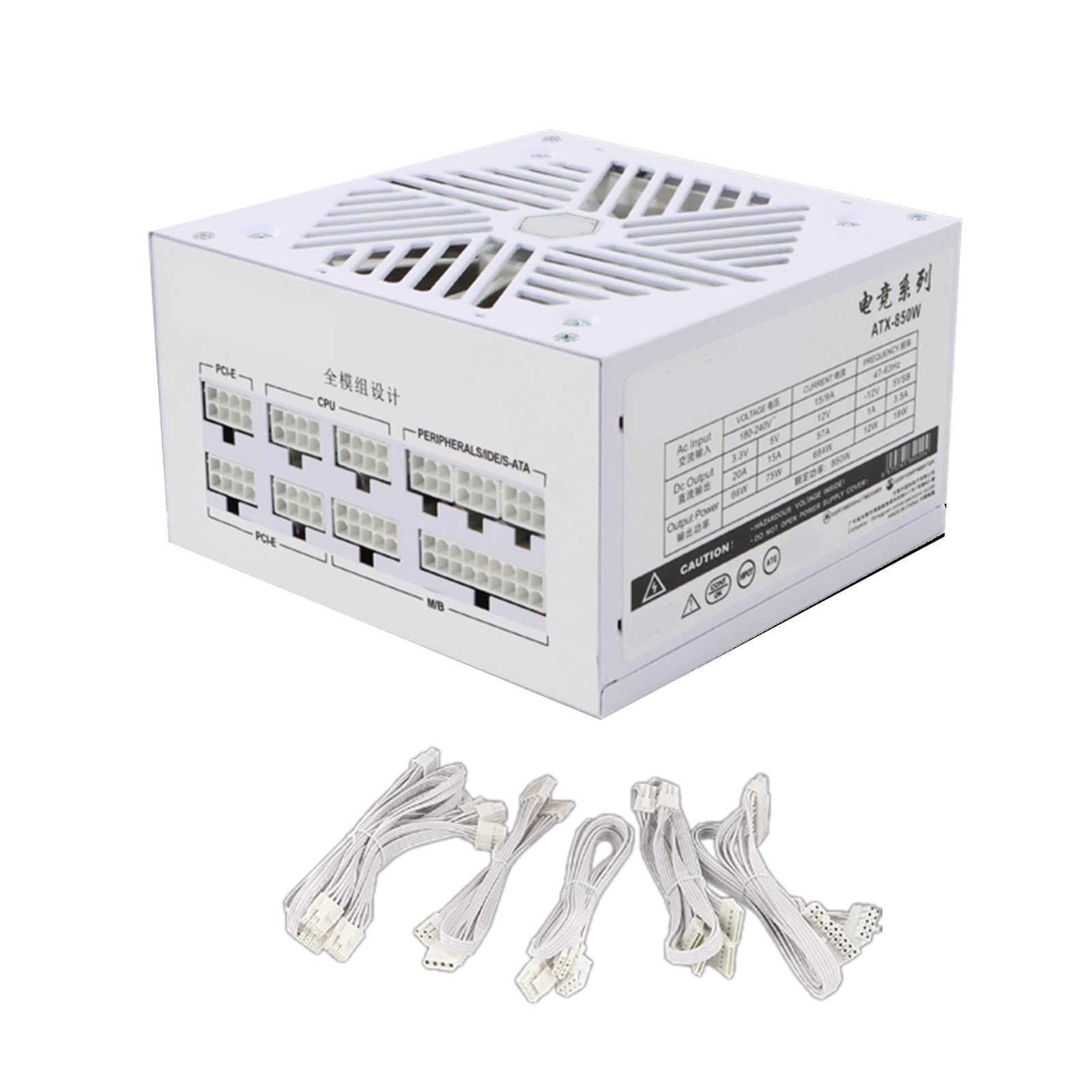 Fuente de alimentación para juegos de 850 W, modulares, gestión de cables, silencioso, ventilador de rodamiento hidráulico de 120 mm