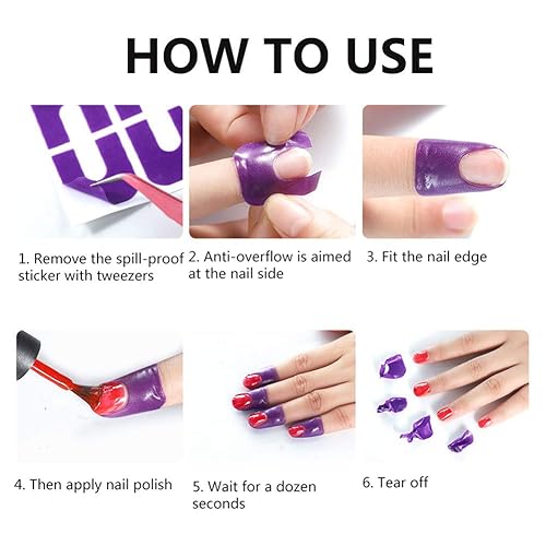 Miniatura 3 de EBANKU Protector de esmalte de uñas, 14 hojas de 140 piezas desechables adhesivas en forma de U para pintura de uñas, protector de plástico suave