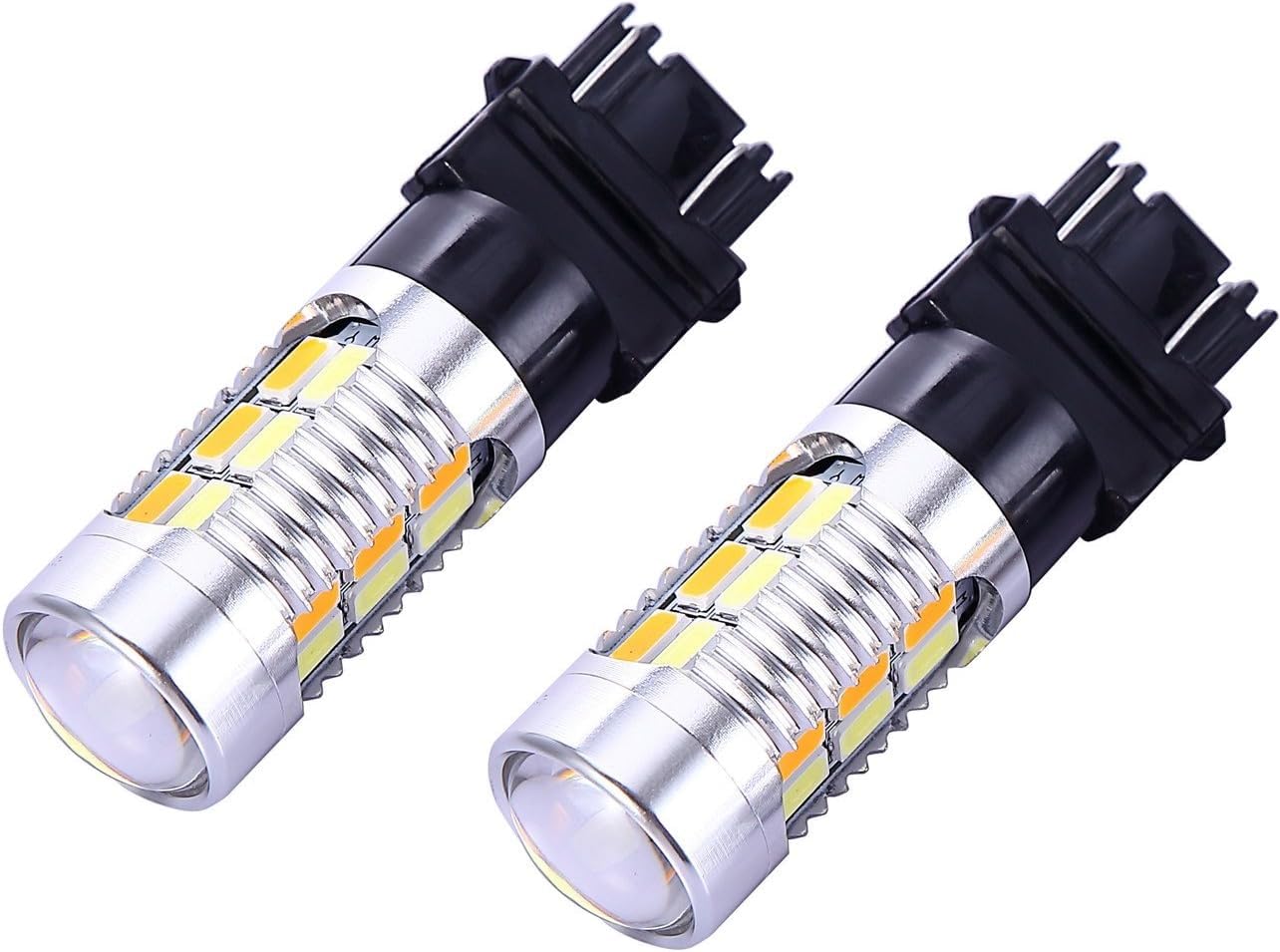 THE WHITE SHOP 2PCS Turn Signal White Yellow Amber Switchback Led Light Bulbs 22 with Projector