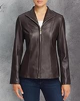 Vista 7 de Cole Haan abrigo de cuero con cuello de ala completamente forrado para mujer