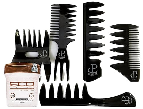 Premium Lux Details Juego de 5 peines clásicos de pomada vintage con gel de estilo ecológico, añade brillo y doma las puntas abiertas, proporciona