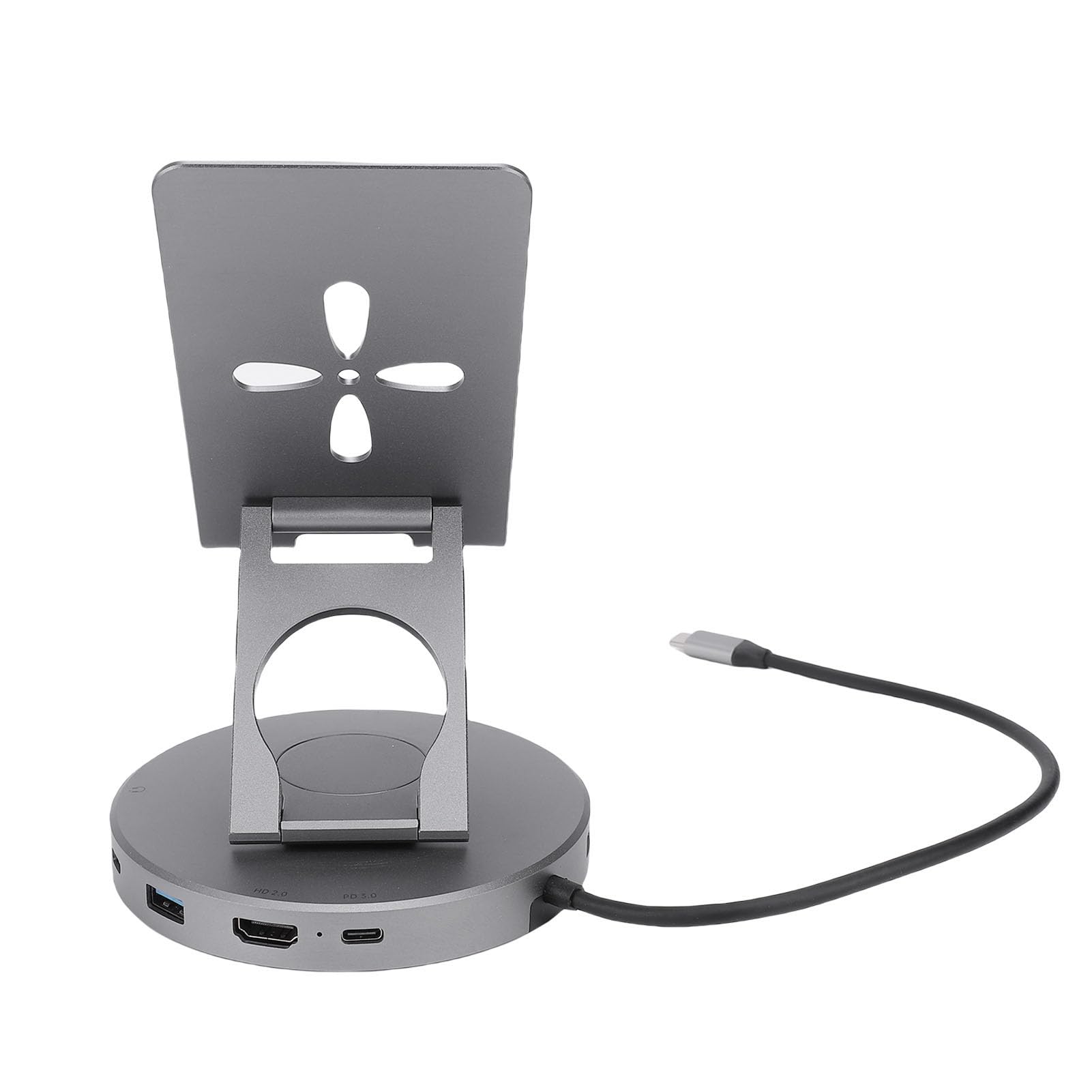 Hidyliu Supporto per Tablet Regolabile con Hub USB C 4K 10 in 1 per Dispositivi IOS e Lega di Alluminio