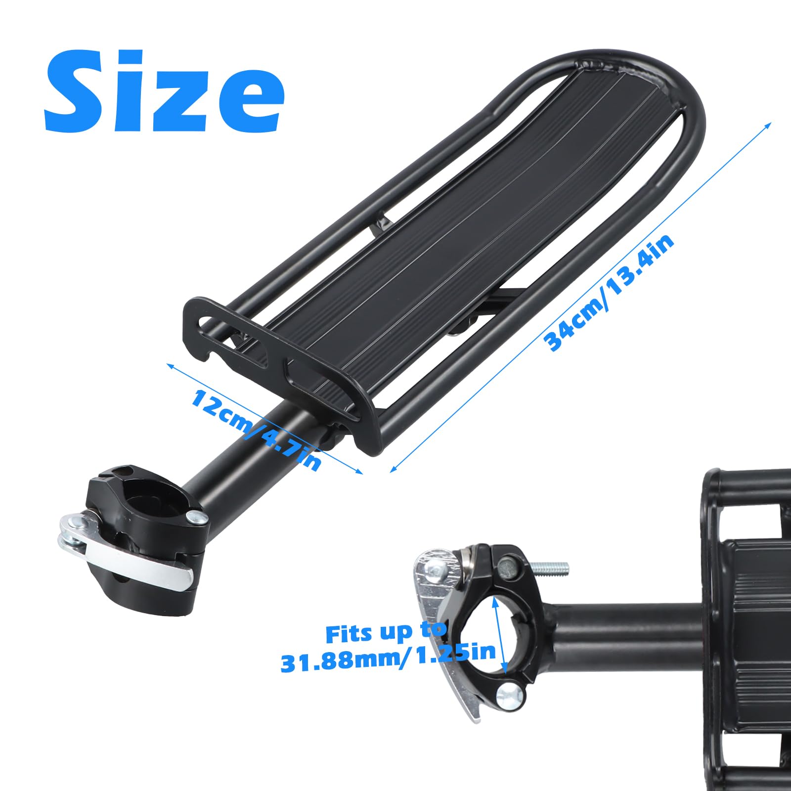 Porte-Bagage Vélo Arrière Elepl Réglable - 10 Kg Max - Alliage Aluminium Pour VTT Et Ville - Installation Facile