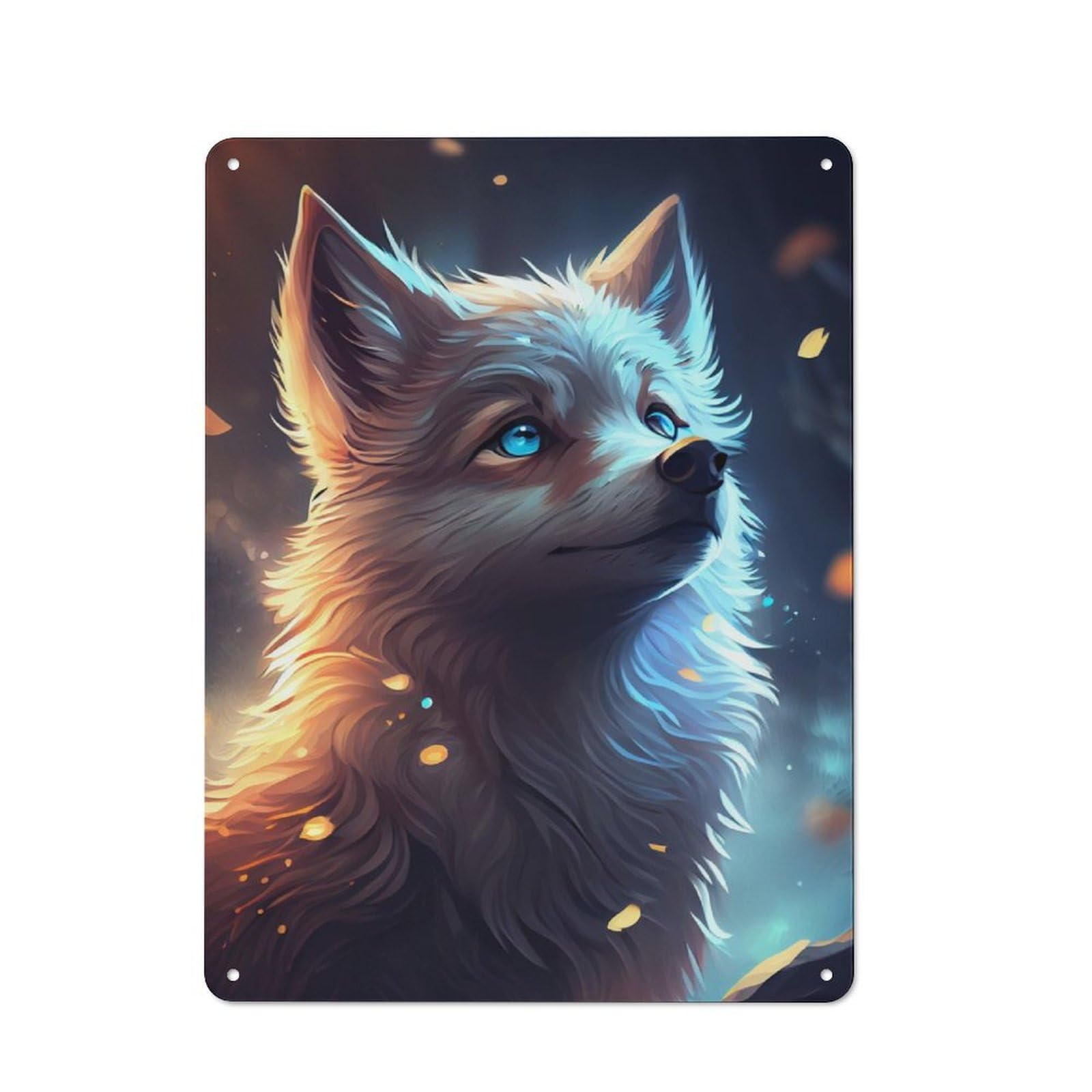 Nostalgic Decorative Tin Plaque 40x30cm Featuring Cute Wolf Animal Cartoon, Classic Pub Decor for Cafe, Pub, Workshop Or Home Bar