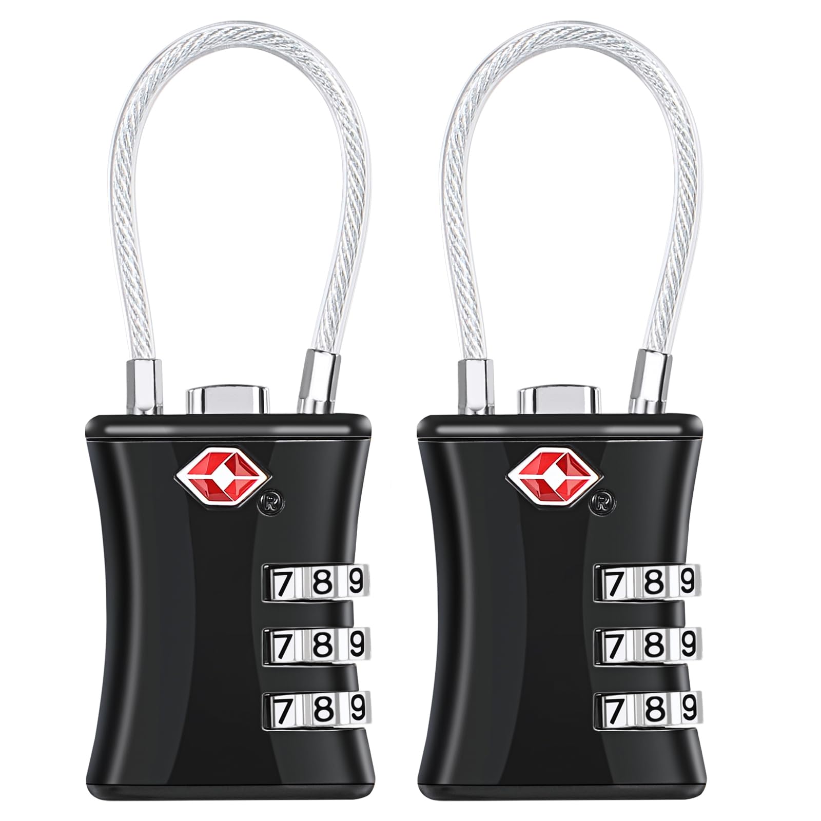 Oderra 2 Pack TSA Luggage Locks, 3-Digit Combination Padlock, Steel Wire With PVC Coated Travel Lock, TSA Approved Luggage Locks, Suitable for Gym Locker Padlocks
