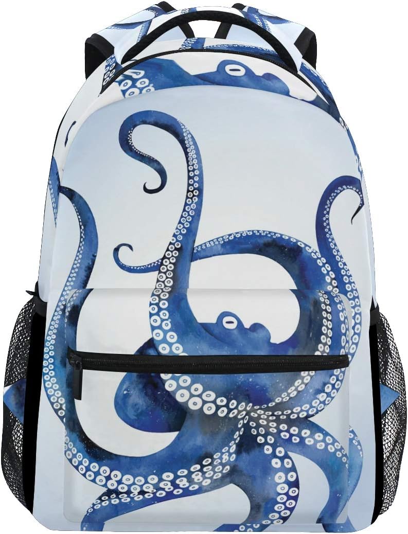 ALAZA Elephant With Flowers Floral White Stylish Large Backpack Personalized Laptop iPad Tablet Travel School Bag with Multiple Pockets