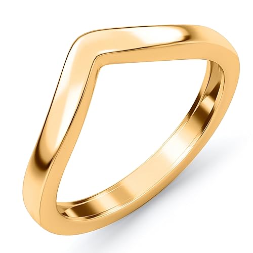 TJC 925 Sterling Silver Wishbone Rings for Women 2mm Thick in Rhodium & Gold Plated Silver Promise Wedding Band Ring for Ladies Jewellery Gift for Daughter - Yellow Gold - L