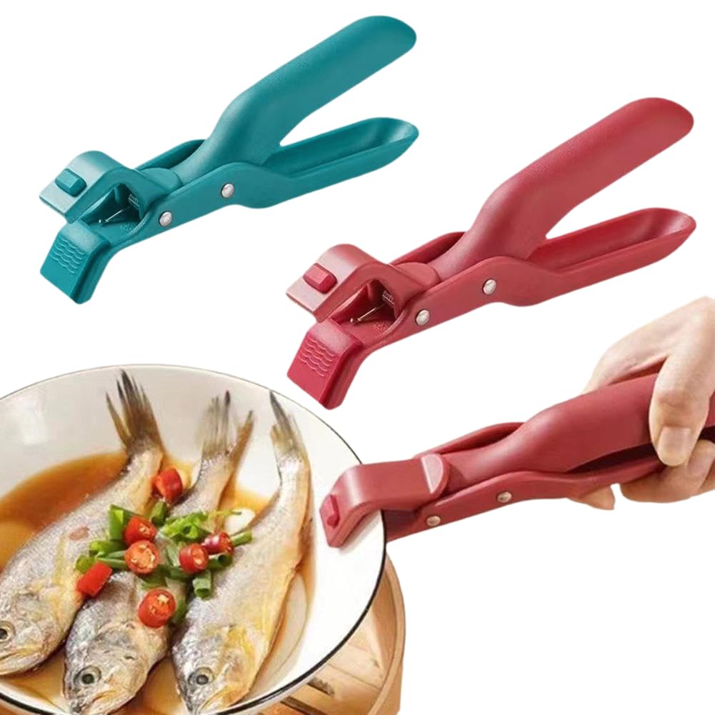 Clip Multifunzione Antiscottatura Per Ciotole – Set Da 2 In Silicone, Presa Sicura, Angoli Regolabili, Colori Rosso E Verde