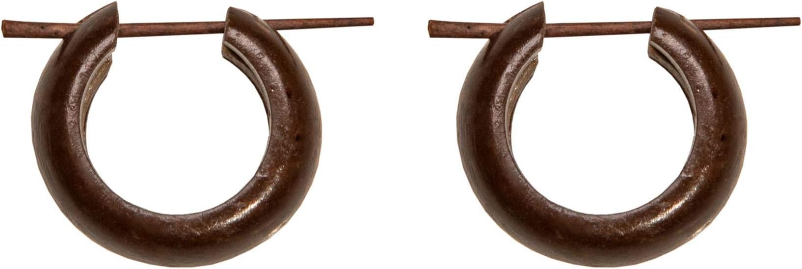 81stgeneration 17.5mm Coconut Wooden Small Hoop Earrings - Brown Handmade Gothic Earrings - Tribal Wooden Hoop Earrings for Women and Men - Hippie Earrings - Handmade Earrings