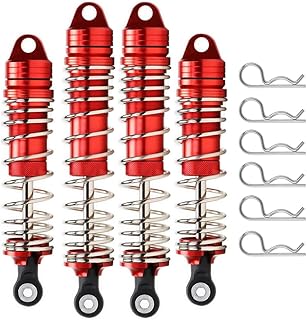 Mesimsple Rustler Shocks & Body Clips for 1/10 Slash Shocks 2WD Stampede 4WD 4X4 Hoss 4X4 Bandit Front Rear Shock Upgrades Parts Red