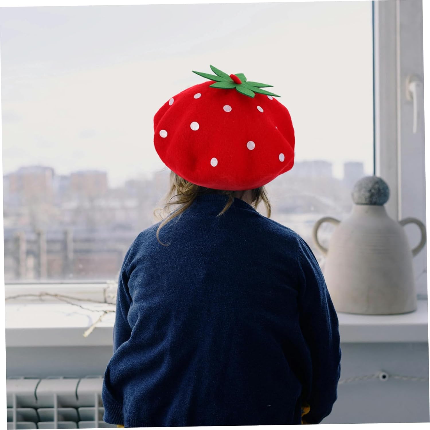 Cute Wool Costume Hat for Kids Strawberry Beret Hat for Parties Cosplay and Holiday Dress-Up - Image 6