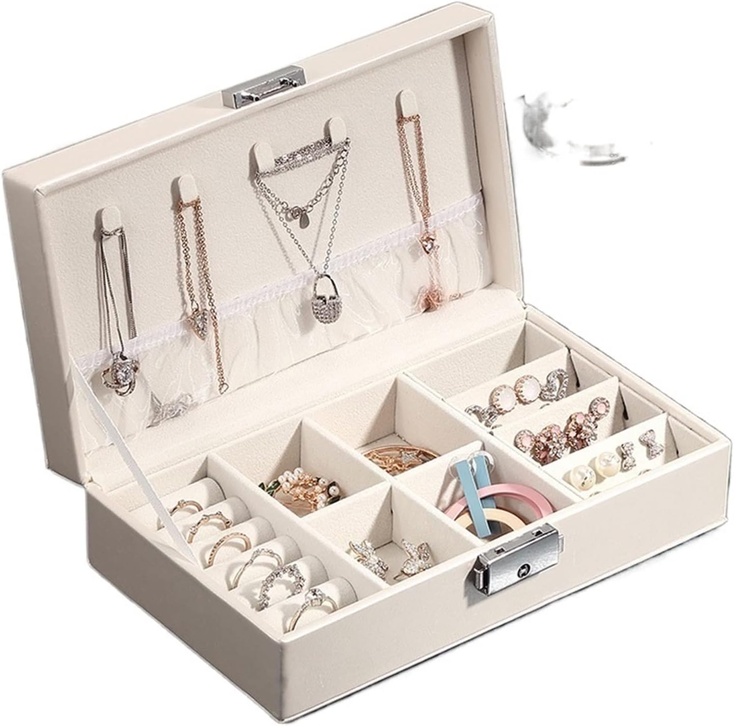 Jewelry Organizer Portable PU Jewellery Box Jewelry Organizer Display Travel Jewelry Case Boxes Button Leather Storage Zipper Jewelers Boxes