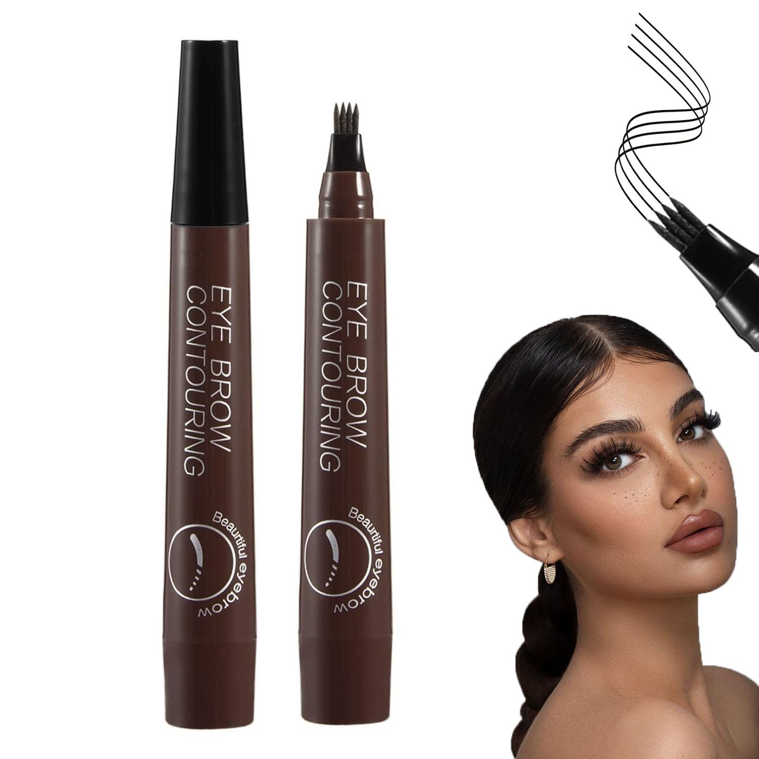Camellia Eyebrow Pencil,Camellia Brow Bundle,Nexavale Magic Eyebrow,Matisse Eyebrow Pen,2024 New Magic Eyebrow Pencil, Waterproof Microblading Eyebrow,3D Microblading Eyebrow Pen (Dark Brown)