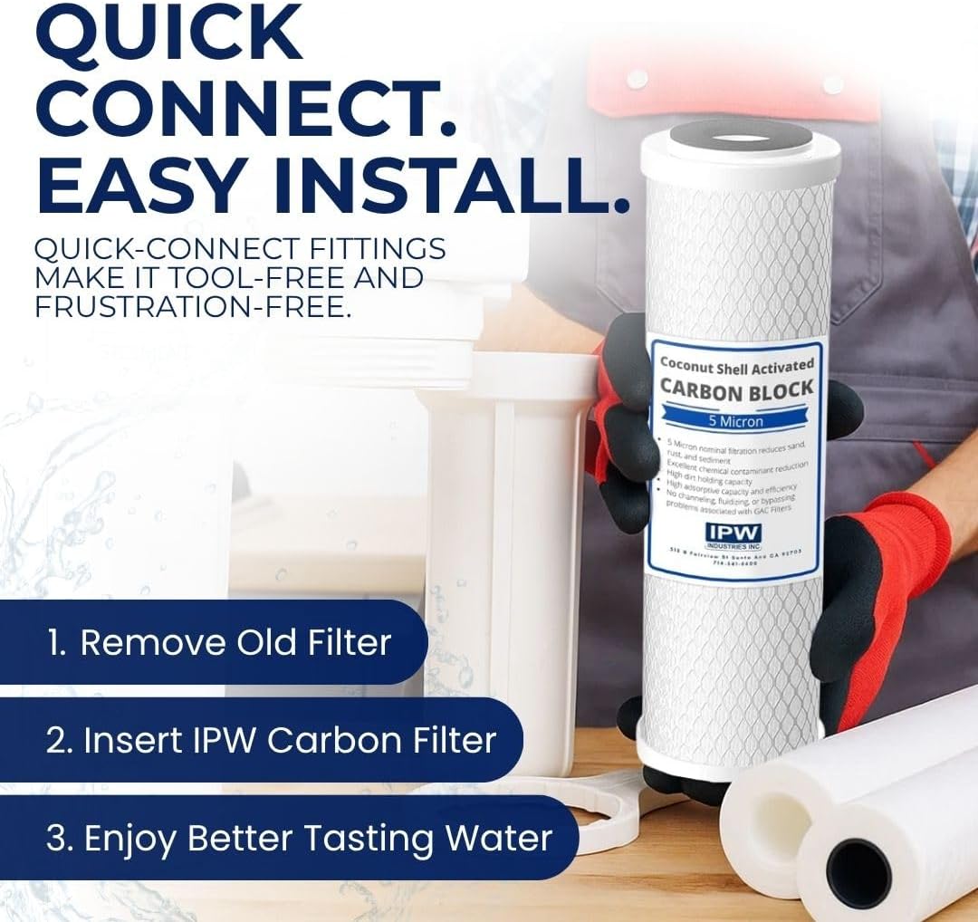 IPW Industries Inc. - Reverse Osmosis Replacement Filters - 4 Stage RO System Water Filter Set, Carbon Block Sediment Filtration - GRO-2550 Compatible