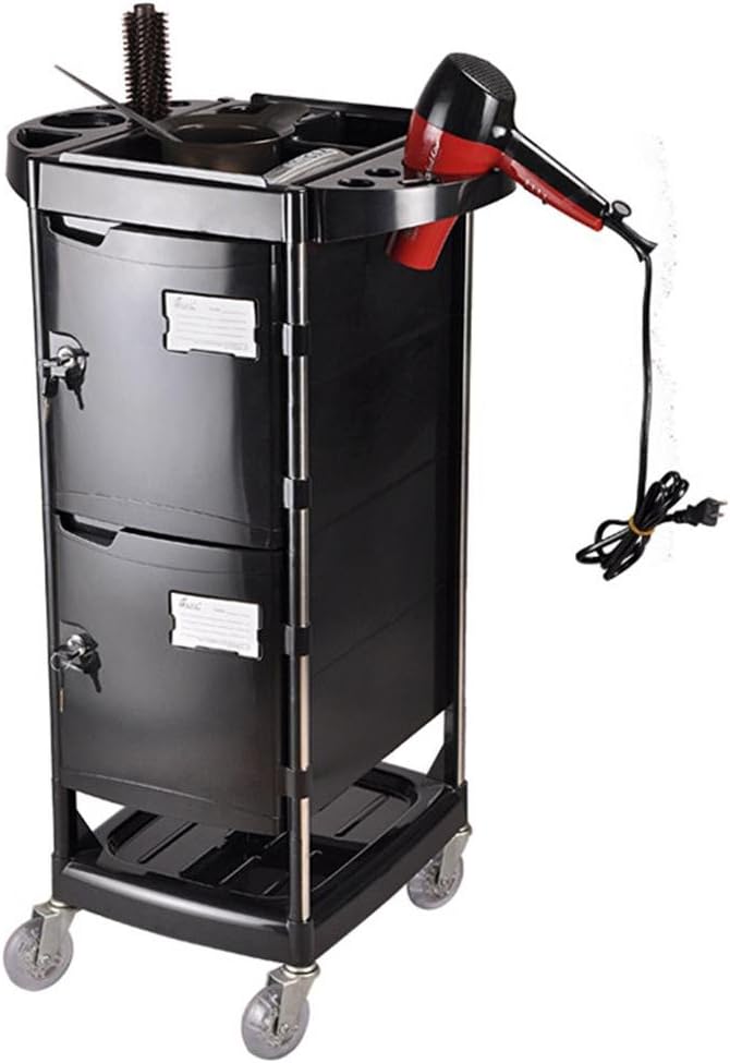 Salon Cart Hairdressing Trolley Beauty Barber Hair Coloring Tray Rolling Storage Station with 4 Drawers Hair Dryer Holder