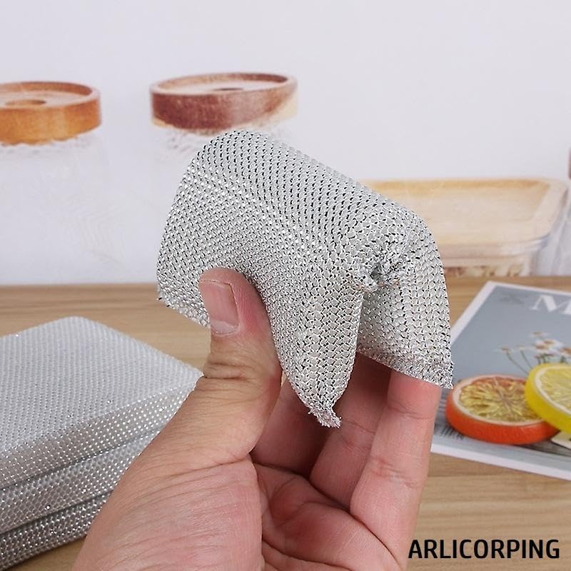 ORBITORA Sponge Scrubber, Scrub Sponge for Utensil Cleaning, Scratch Proof Scrubber for Kitchen Utensils, Steel Wire Non-Scratch Reusable Dishwashing Sponge for Kitchen(Pack of 4) 1
