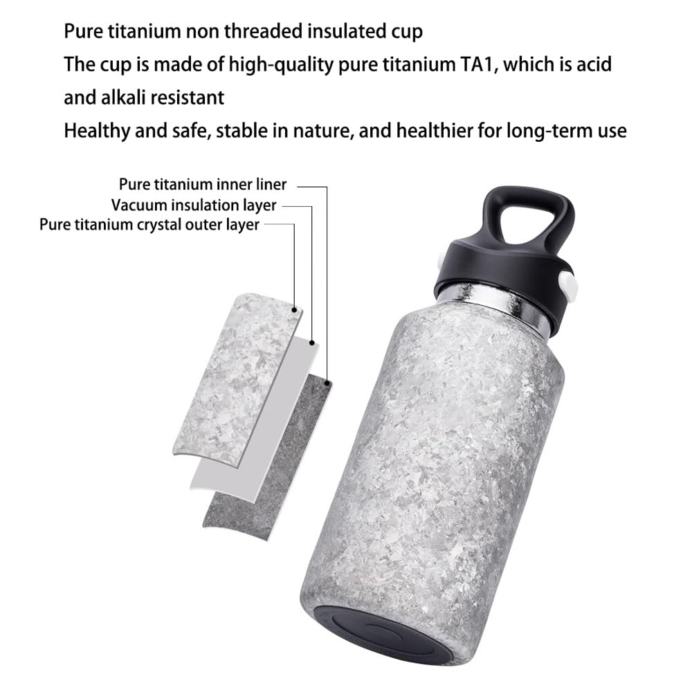 Sport-Wasserflasche, 600 ml, Titan-Wasserflasche, doppelwandiger, isolierter Becher, leicht und auslaufsicher, for Reisen, Outdoor, Büro, Schule, Sportflasche(Green)