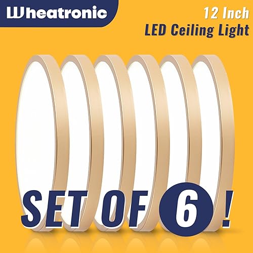 Miniatura 7 de Lámpara de techo LED dorada de montaje empotrado, 12 pulgadas, 28 W, 5000 K, juego de 6, lámpara de techo LED ultra delgada de montaje empotrado