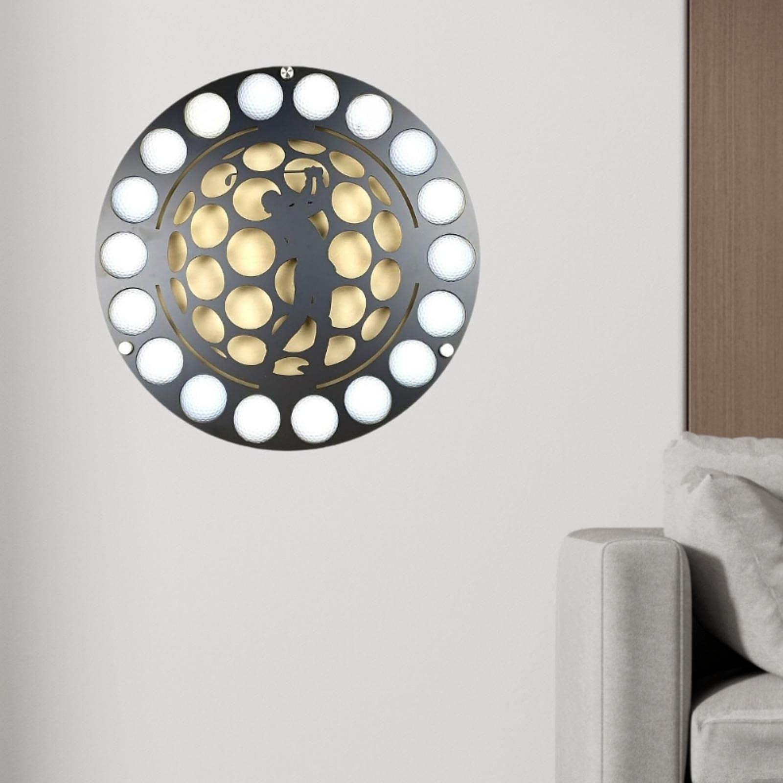 Amagogo Espositore Circolare per Palline da Golf, Porta Palline da Golf, Creativo, Decorazione da Parete Rotonda con Silhouette in Metallo, espositore da, Style a