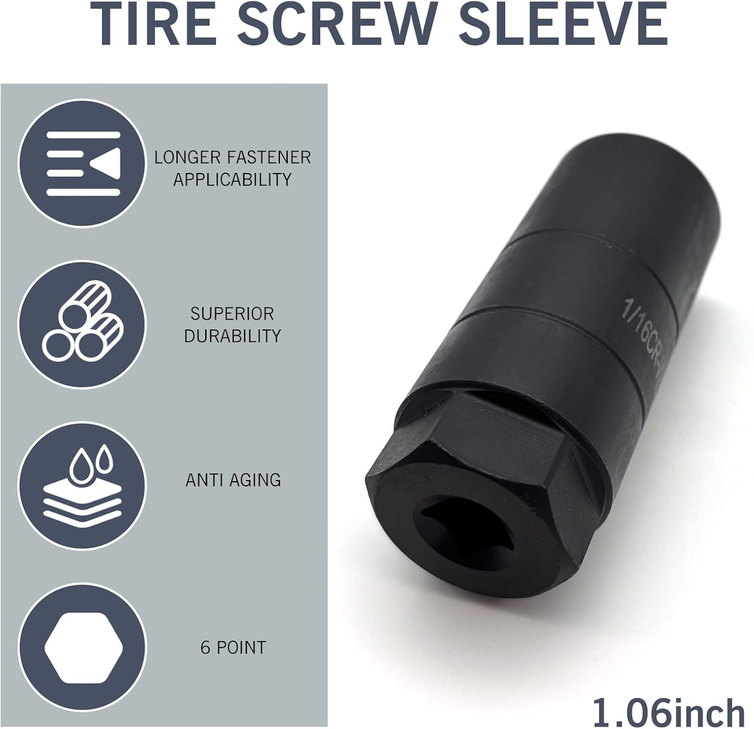 MLY 1 PC 1 1/16 Socket, Oil Pressure Sensor Socket, Fits 3/8" Drive 1-1/8" Hex Wrench, Durable Versatile Deep Socket, Universal for Most Cars, Trucks, SUVs (Black)