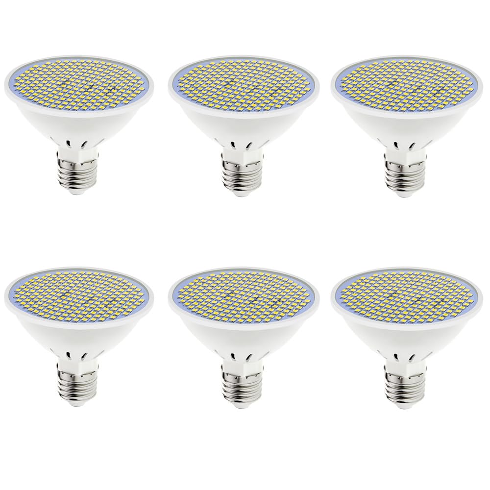6 Bombillas LED E27 de 110 V y 220 V, Bombillas de bajo Consumo para iluminación del hogar y la Sala de Estar, Blanco frío, 300 LED.