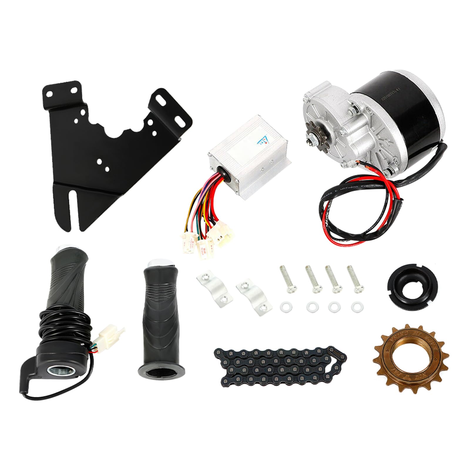 HIFMGHE 24V Electric Bike Conversion Kit, 250W E-Bike Conversion Kit, 330RPM Electric Bicycles Motor Kit with Throttle Handle for DIY Common Bike Converting Assembling