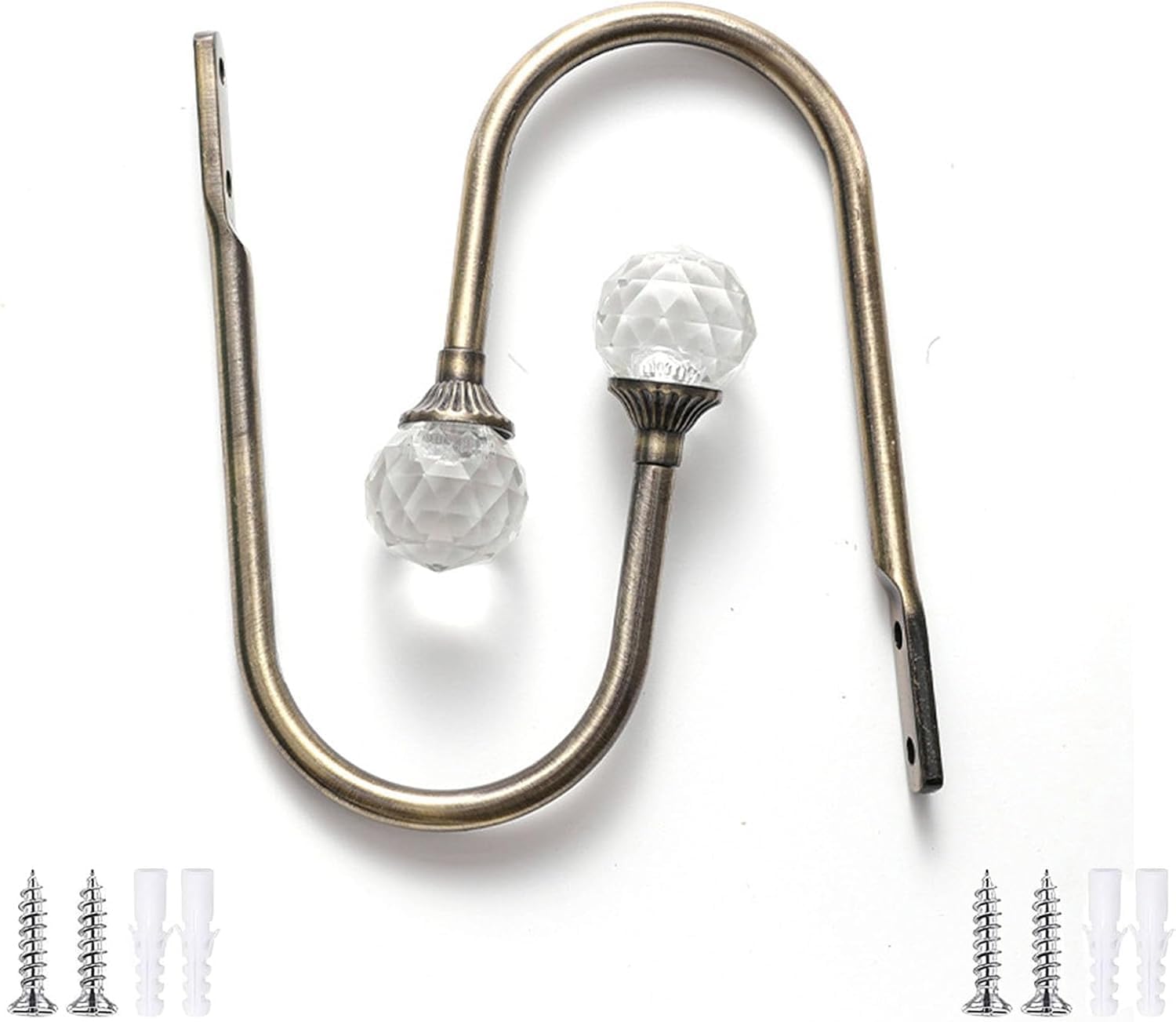 PAQWTYB Hooks, 2 Pack U-Shaped Crystal Curtain Hook Metal Wall