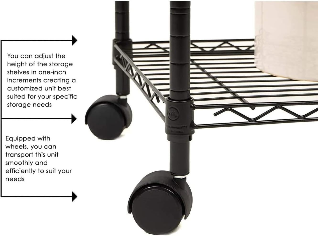 5-Tier Storage Shelves Heavy Duty (750LBS Capacity) for Storage Kitchen Garage, Industrial Commercial-Grade Wire Rack Shelving with Wheels, Height Adjustable Organizer Rack for Pantry