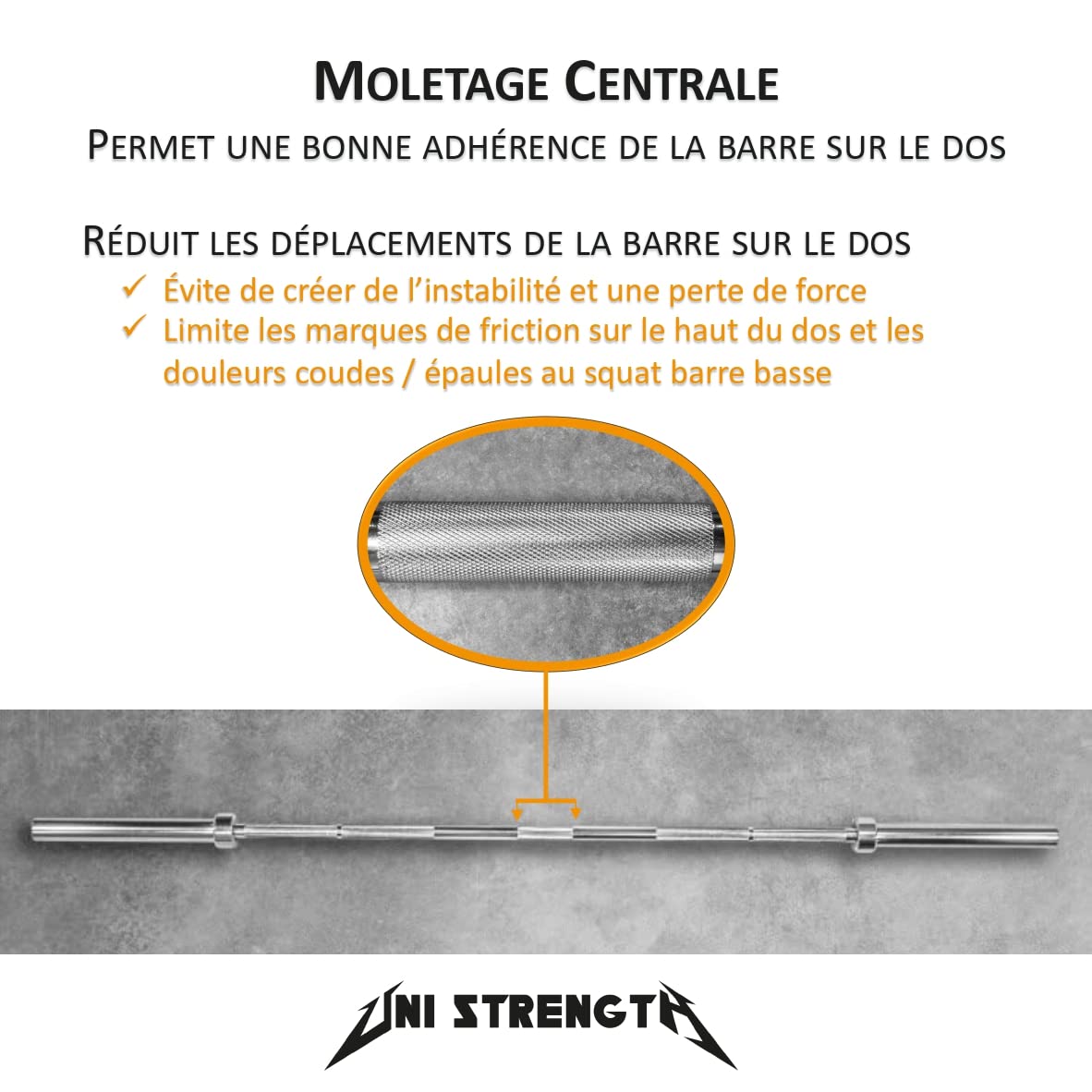Barre Olympique 20kg + Poids + Bumpers UNI STRENGTH - Jusqu'à 350kg - Longueur 220cm - Packs Complets