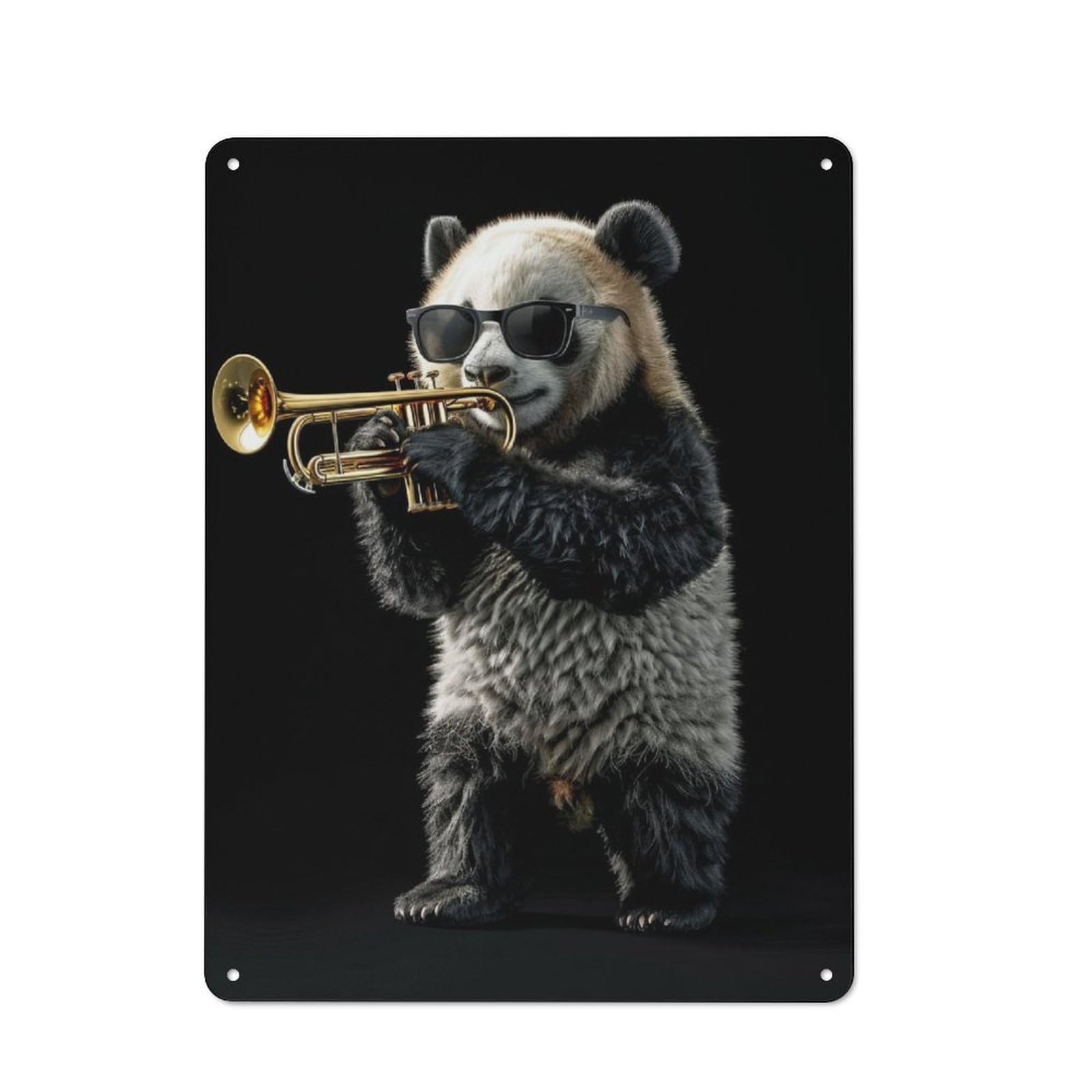 Junmoney Panda Trumpet Printed Metal Sign 40X30cm For Kitchen Or Home Bar, Housewarming Present For People Styling Kitchen And Home Bar