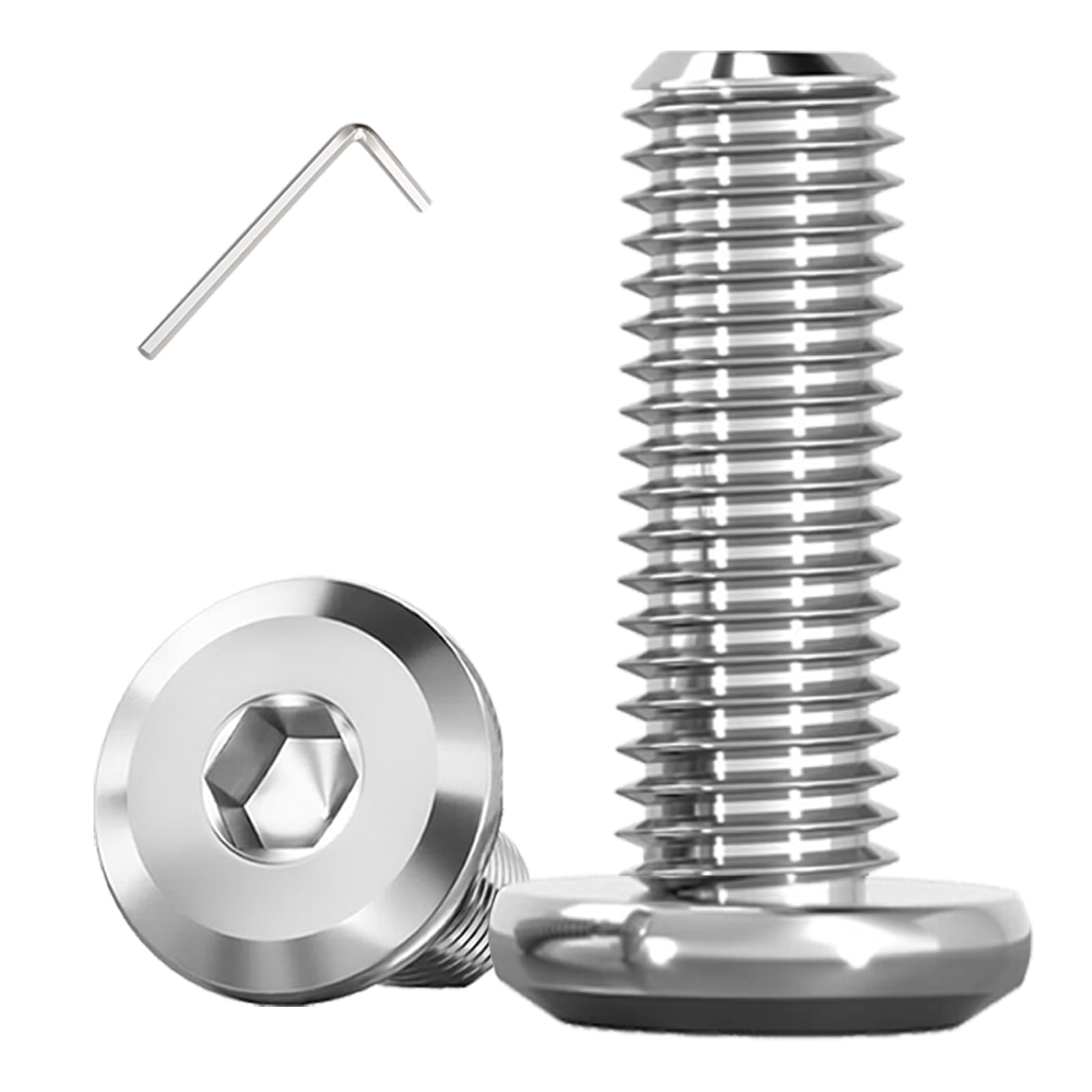 Metuja M8-1.25 x 40mm,20-Pack Silver Flat Head Hex Socket Cap Screw Bolts,304 Stainless Steel,Fully Threaded M8 Bolt,Metric Fasteners for Furniture