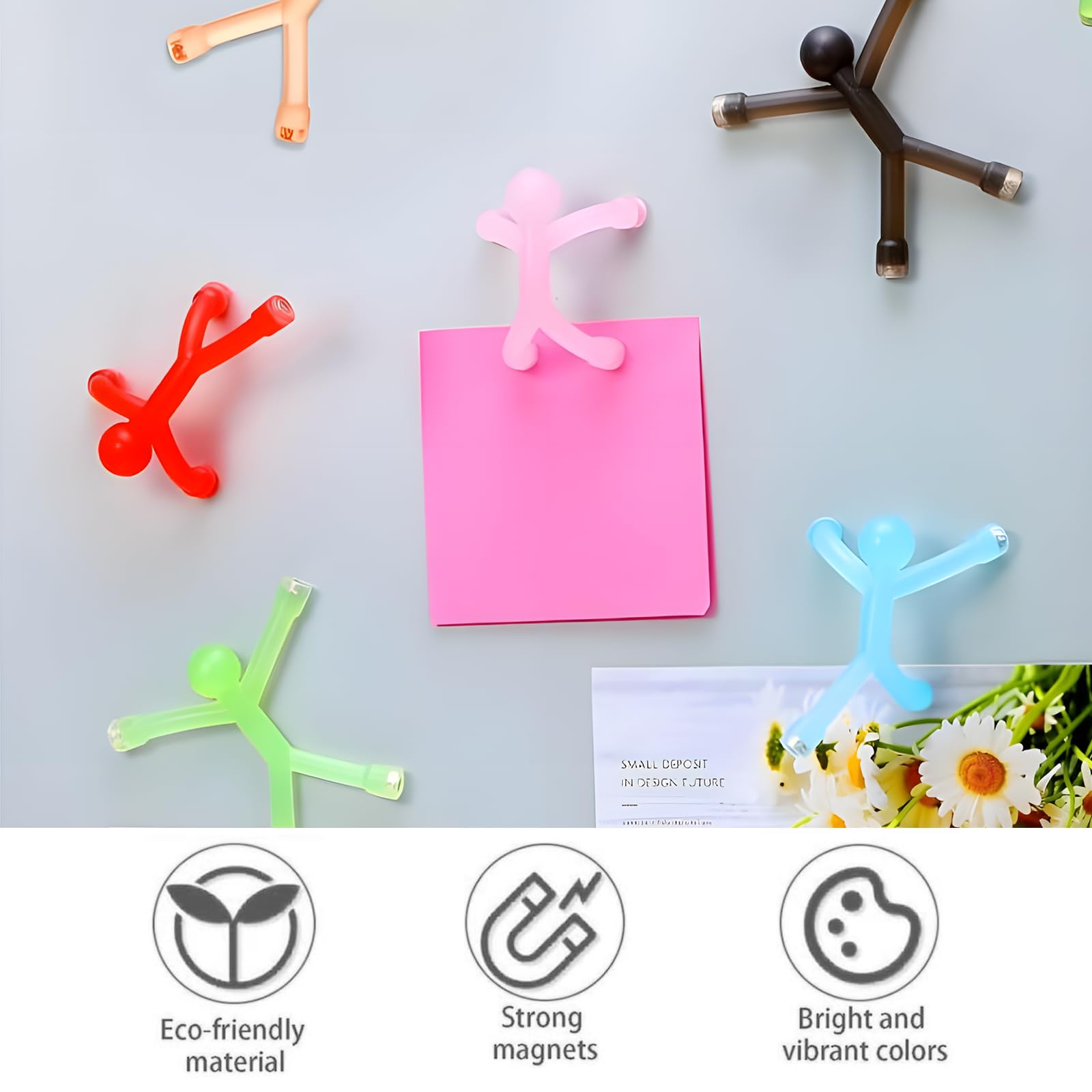 10 Pack Fridge Magnetic Men, Multipurpose Magnetic Fidget Travel Toys, Mini Magnetic People, Colorful Flexible Rubber Magnets - Image 3