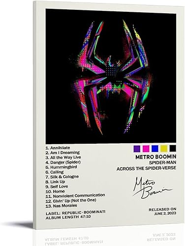 EASSL Póster en lienzo con texto en inglés "Across The Spider-Verse", póster de decoración para dormitorio, 12 x 18 pulgadas (11.8 x 17.7 in) EASSL Póster en lienzo con texto en inglés "Across The Spider-Verse", póster de decoración para dormitorio, 12 x 18 pulgadas (11.8 x 17.7 in)