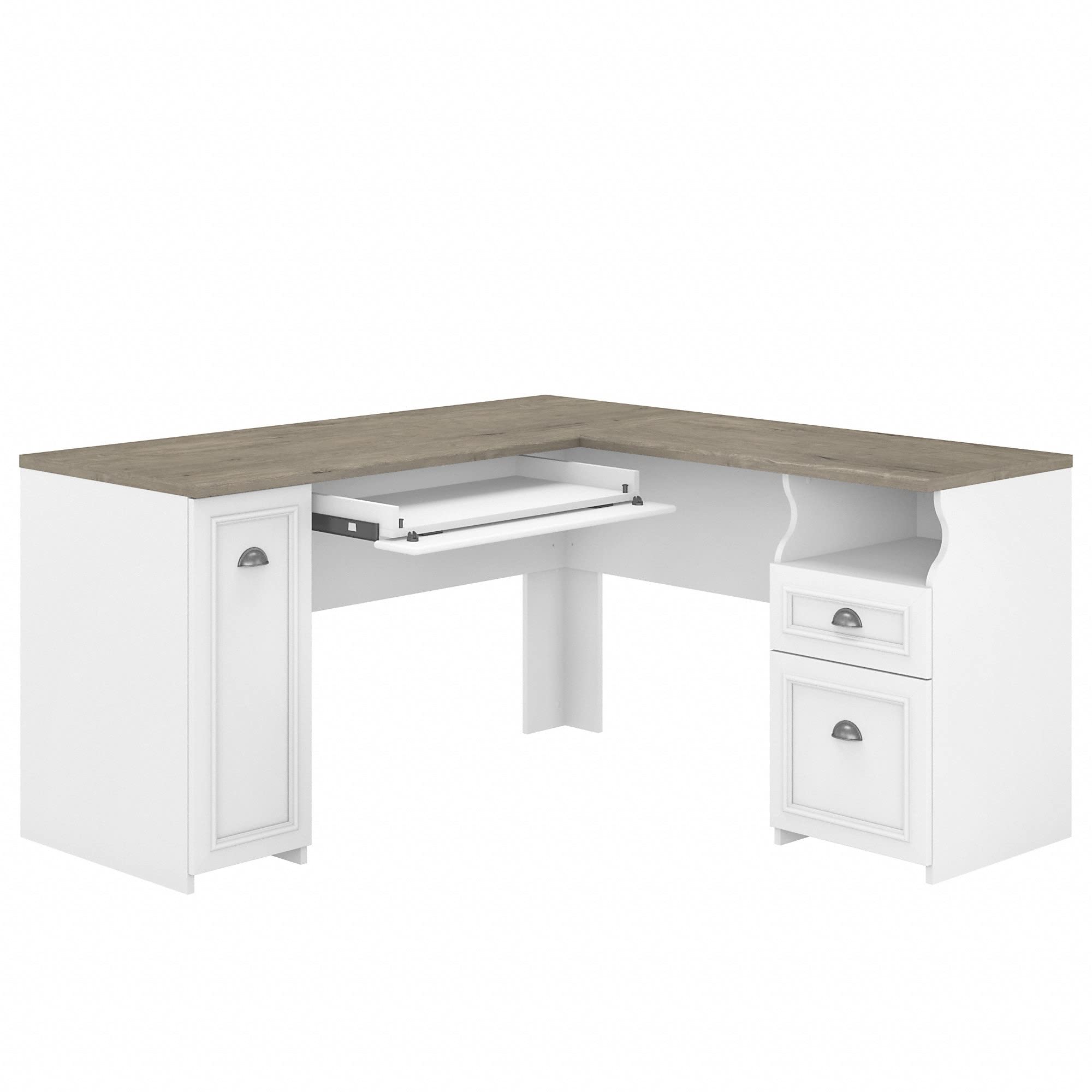 Bush Business Furniture Fairview L Desk, 60W, Shiplap Gray/Pure White