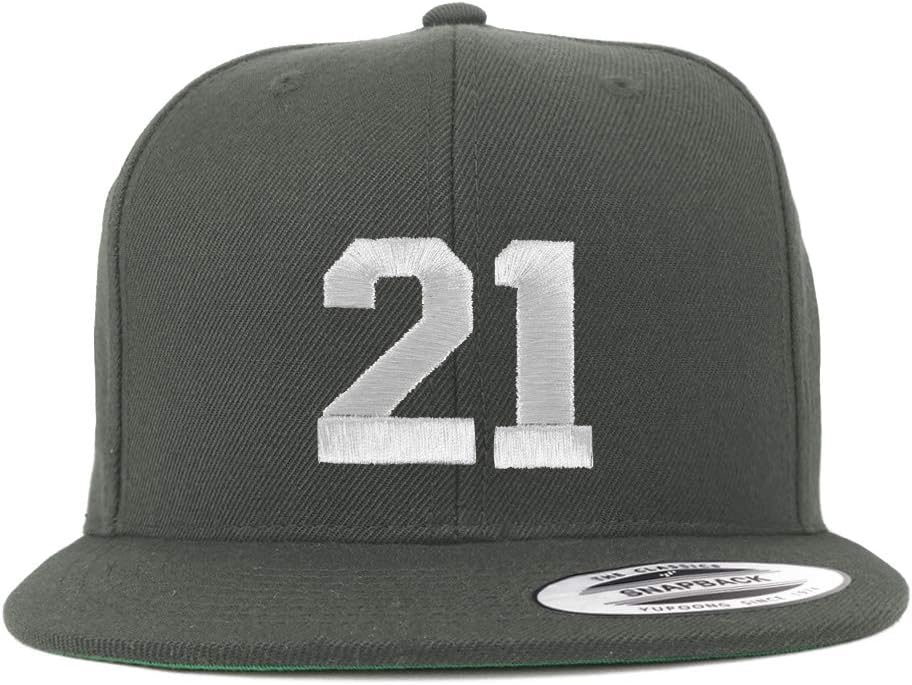 Trendy Apparel Shop Number 21 White Thread Embroidered Flat Bill Snapback Baseball Cap