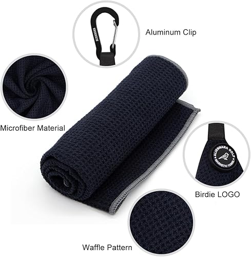 Miniatura 7 de Toalla de golf magnética, diseño de gofre de microfibra con clip, imán de fuerza industrial para un fuerte agarre a bolsas de golf, carritos y palos