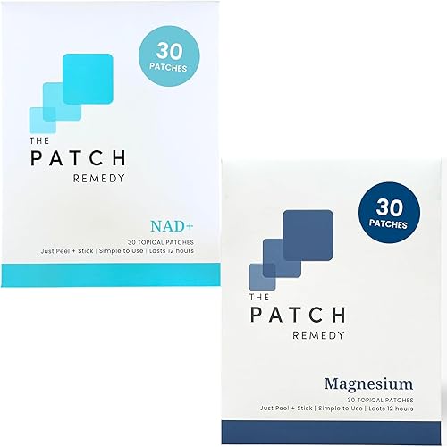 The Patch Remedy Kit de parches de magnesio NAD Plus - Glicinato de magnesio, NMN, CoQ10, NAC, ácido alfa lipolico, complejo de vitamina B, MSM, PQQ