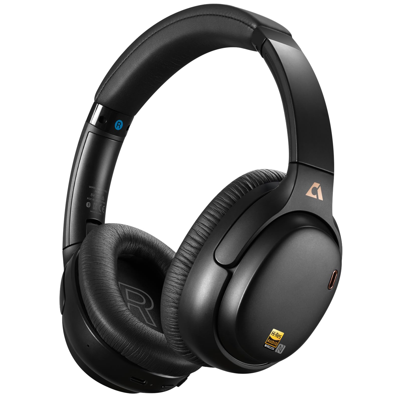 1Mii E700 Kabellose Bluetooth Over-Ear-Kopfhörer mit Active Noise Cancelling, Hi-Res Audio LDAC/aptX Low Latency für Flugreisen, KI-Übersetzung Sprachchat Benutzerdefinierte EQ via App - Schwarz