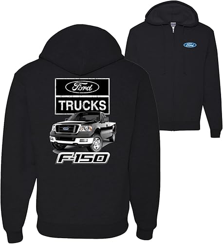Wild Bobby Ford Trucks F150 Pickup Front Back Cars and Trucks Graphic Zip Up Hoodie Sweatshirt