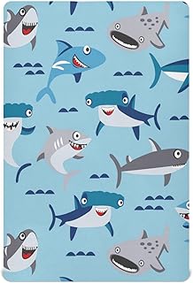 Fitted Crib Sheet for Boys Girls, Cute Shark Jersey Knit Baby Sheet for Standard Crib and Toddler Bed Mattresses, Cozy Soft Breathable, 28 x 52 in