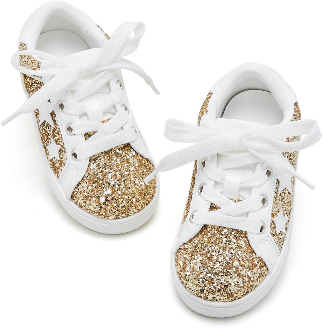 GINFIVE Toddler Girls Sneakers Little Girls Slip On Shoes Glitter Sneakers Toddler