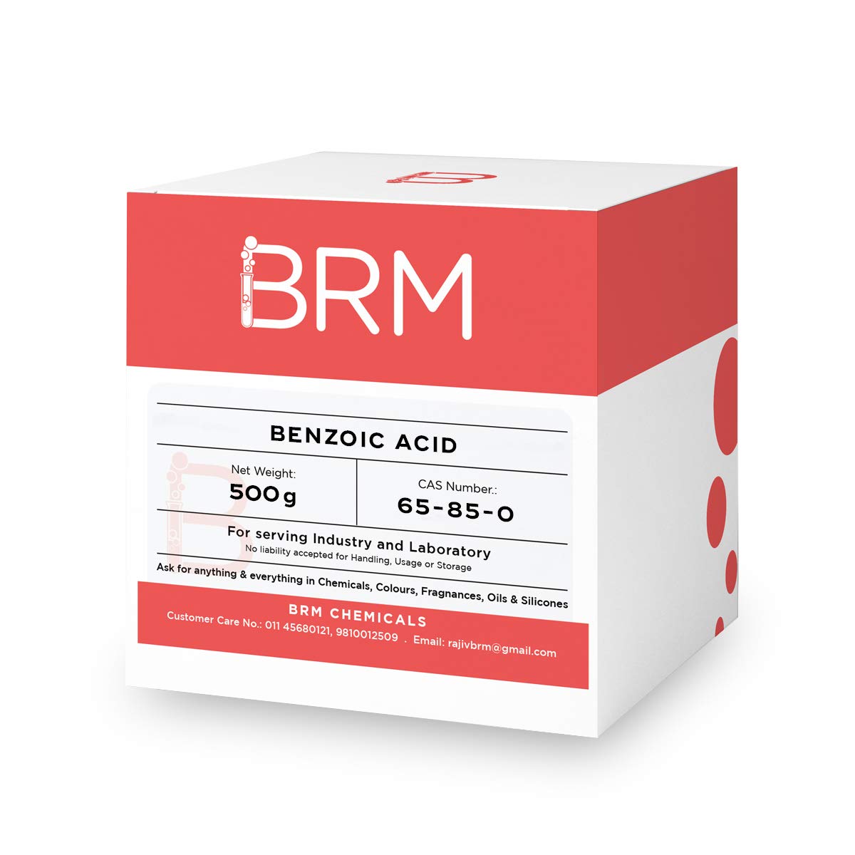 BRM Chemicals Benzoic Acid - 500 Grams For Perfume Making, Cosmetic Making & DIY Personal Care For Face, Hair, Skin & Body