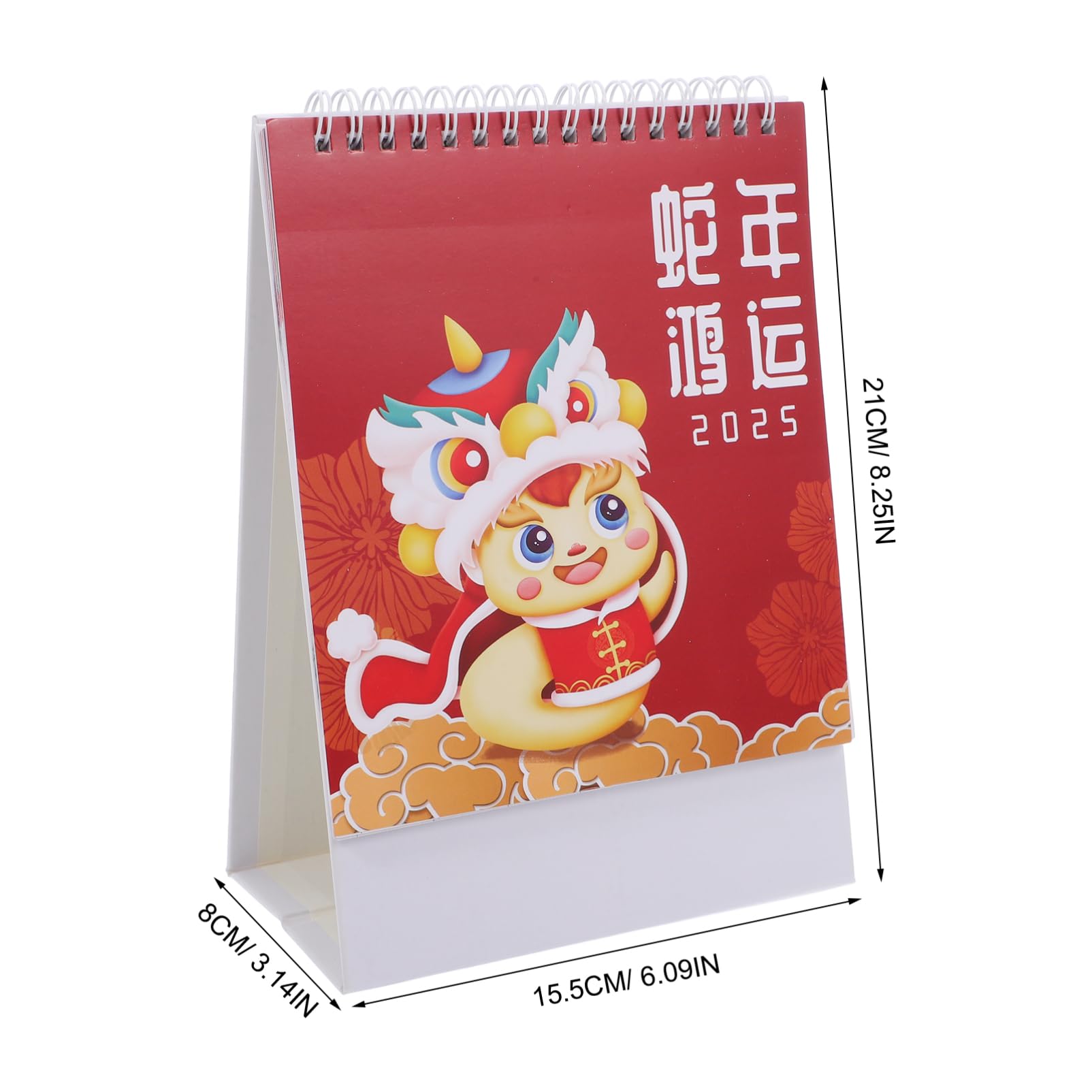 TOPBATHY 5 Stück Tischkalender 2025 Stehend Flip-Desktop-Kalender Spiralbindung Kalender Jahreskalender Tischkalender Büro (Glücksschlangen-Stil)